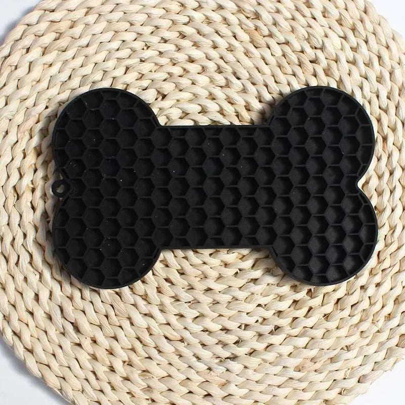 Bone-Shaped Silicone Lick Mat – Slow Feeder Pad for Treats and Peanut Butter