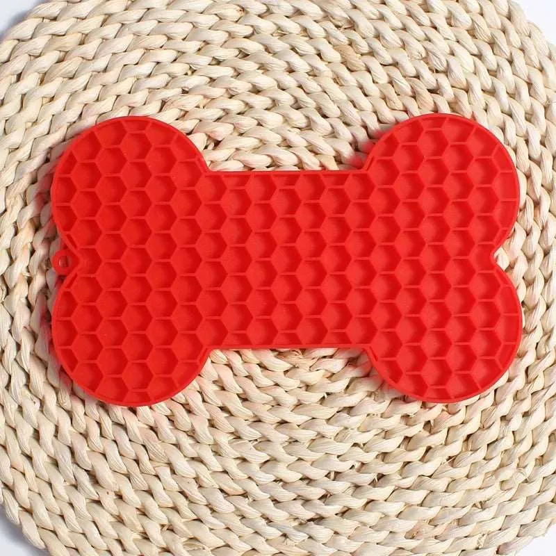Bone-Shaped Silicone Lick Mat – Slow Feeder Pad for Treats and Peanut Butter