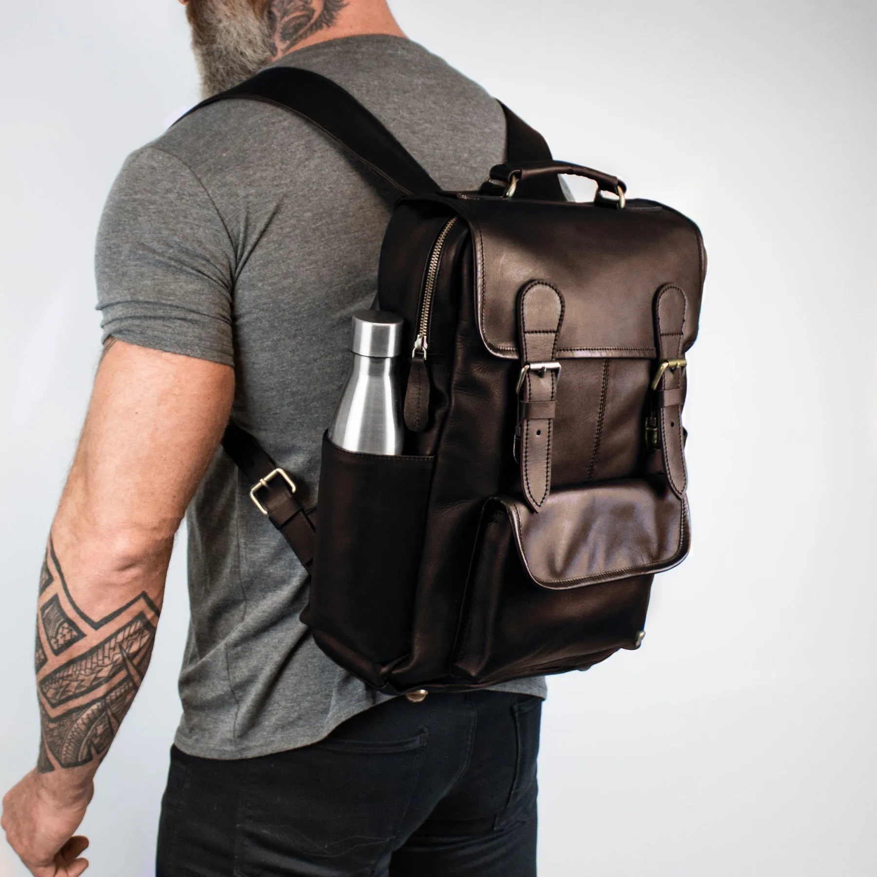 Branded Leather Backpack