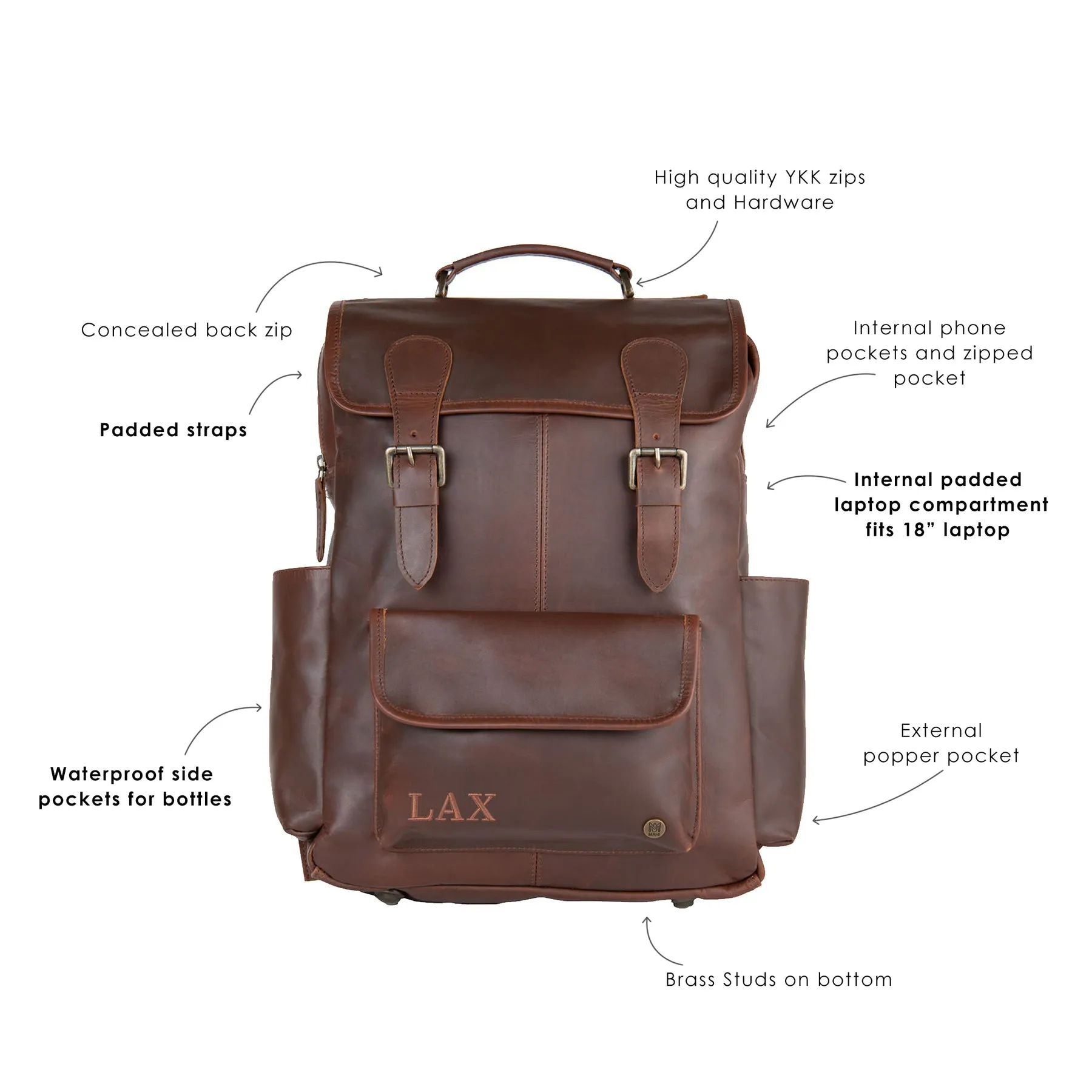 Branded Leather Backpack