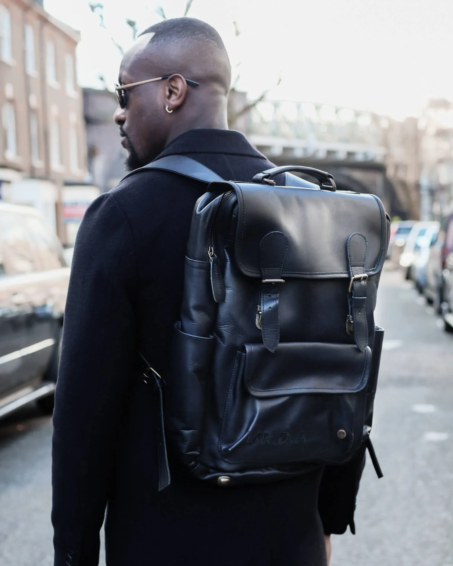 Branded Leather Backpack