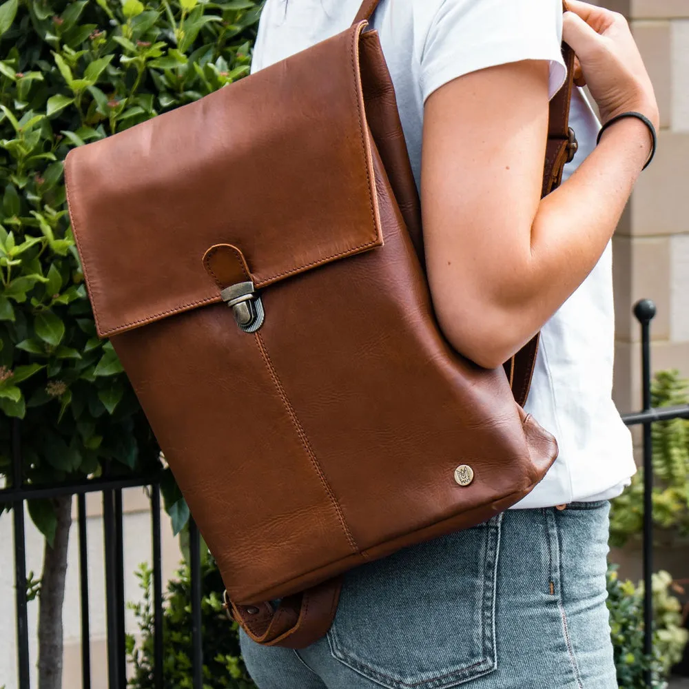 Branded Leather Backpack