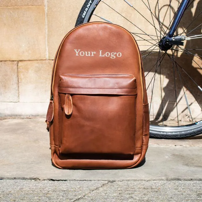 Branded Leather Backpack