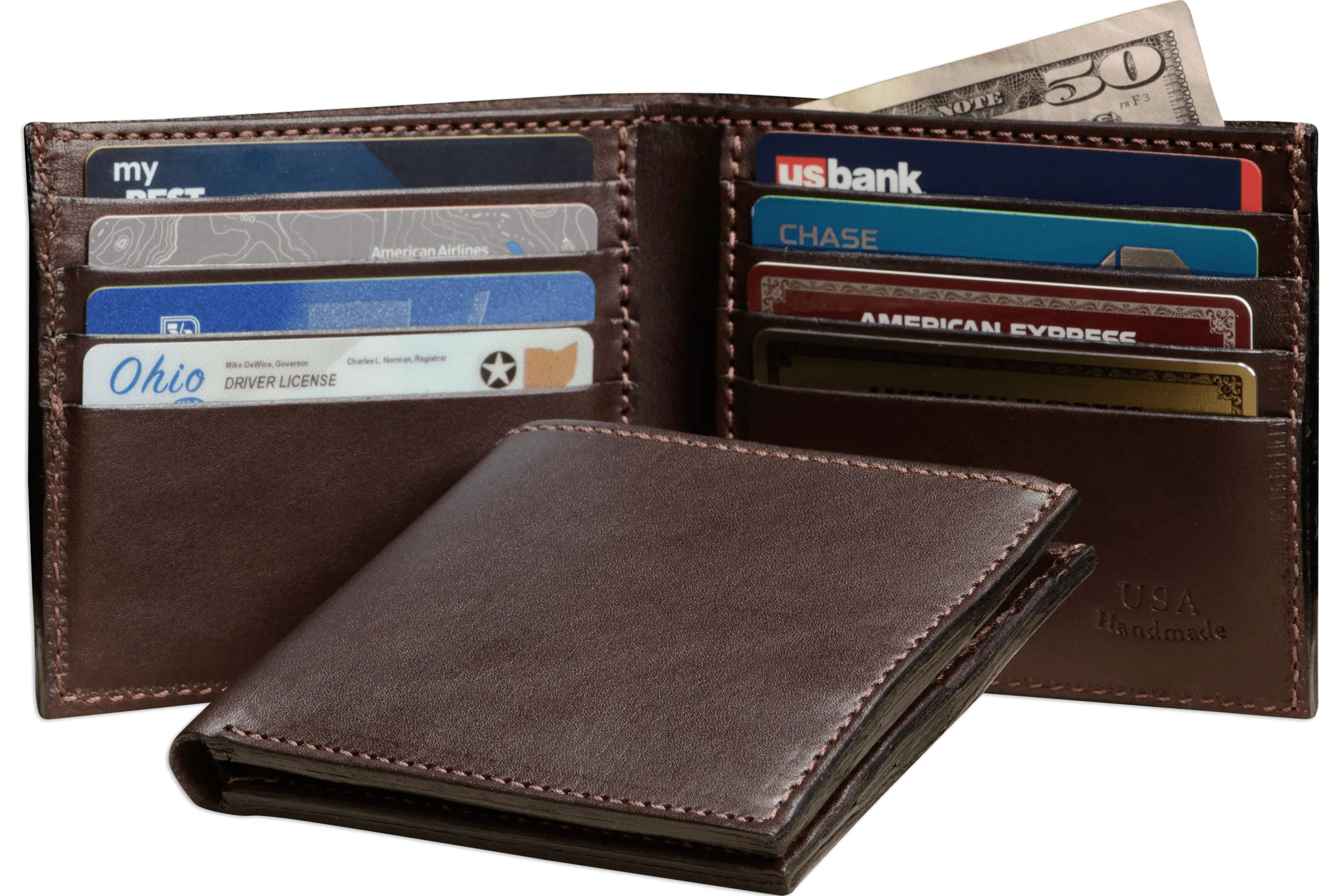 Brown Premium Leather Bifold Wallet With 8 Card Slot