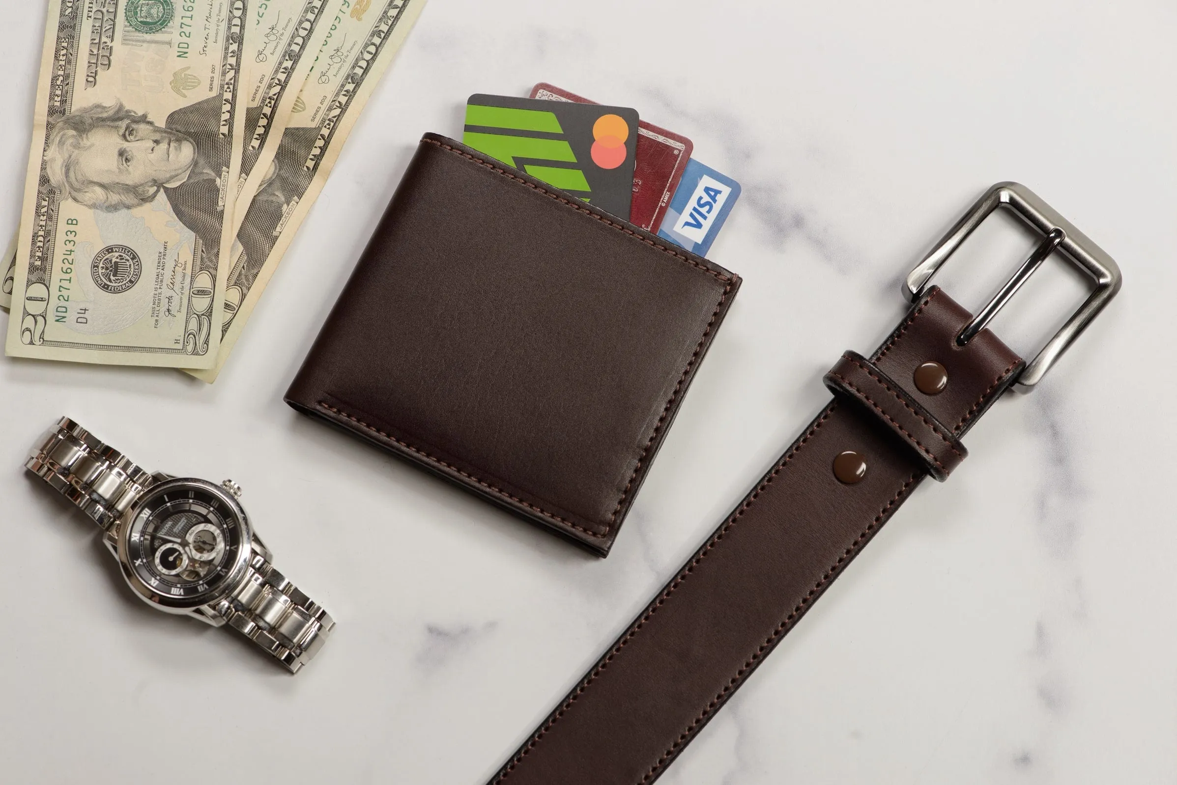 Brown Premium Leather Bifold Wallet With 8 Card Slot