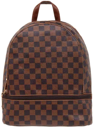 Brown Small Checker Backpack