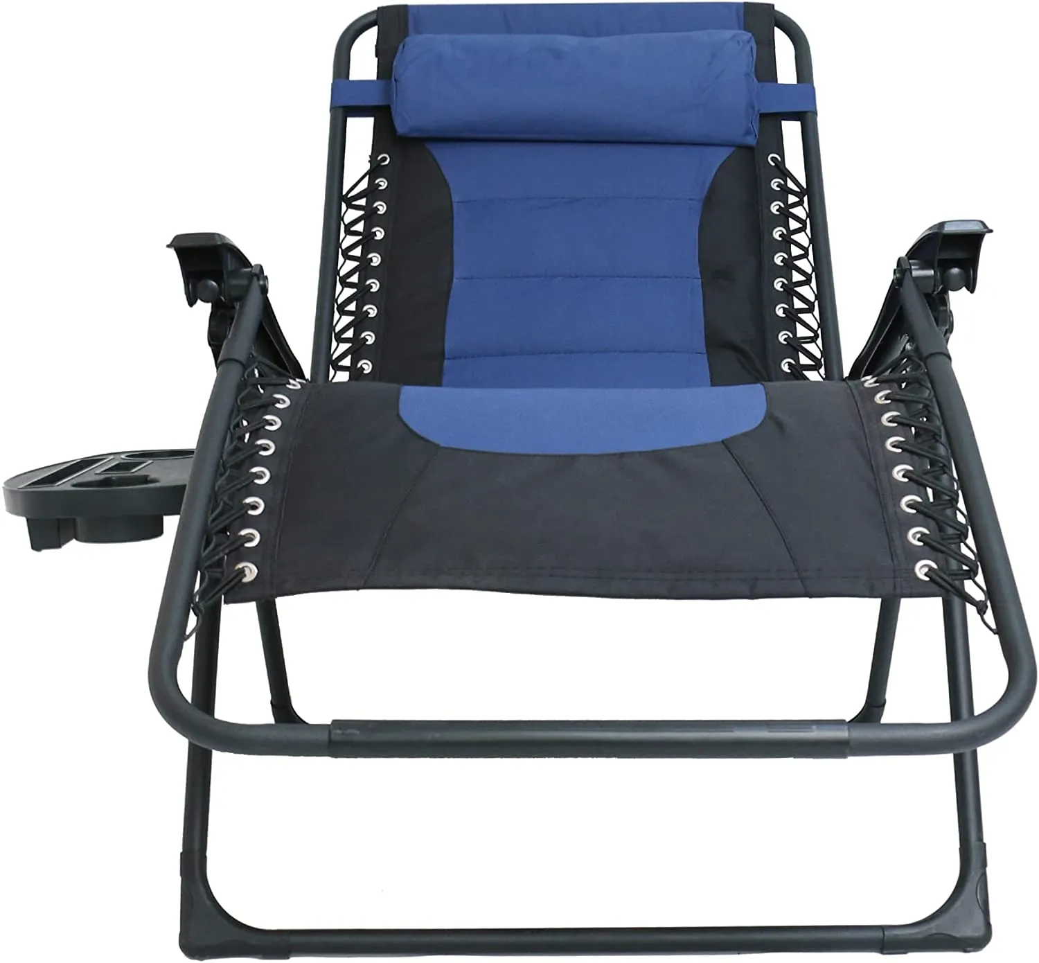 BTEXPERT Oversized Padded Zero Gravity Chair Folding Recliner Case Lounge Outdoor Pool Patio Blue Yard Garden Utility Tray Cup Holder