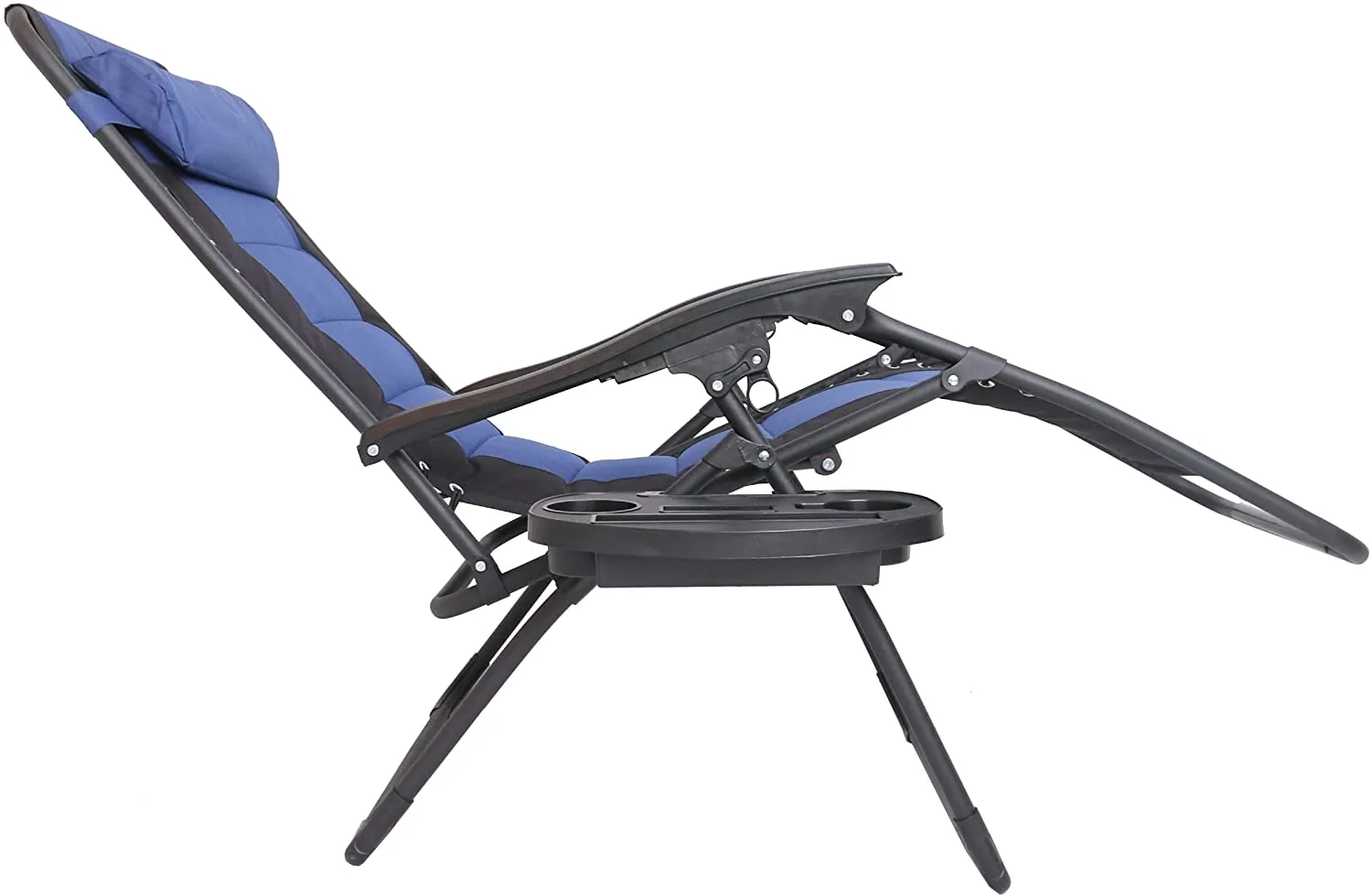 BTEXPERT Oversized Padded Zero Gravity Chair Folding Recliner Case Lounge Outdoor Pool Patio Blue Yard Garden Utility Tray Cup Holder