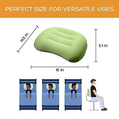 Camping Pillow, Inflatable Camping Pillow, Camp Pillow, Backpacking Pillow, Ultralight Hiking Pillow, Compressible Pillow for Neck & Lumbar Support While Camping, Backpacking, Hiking and Traveling