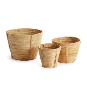 CANE RATTAN MINI ROUND TAPERED BASKETS SET OF 3 BY NAPA HOME & GARDEN