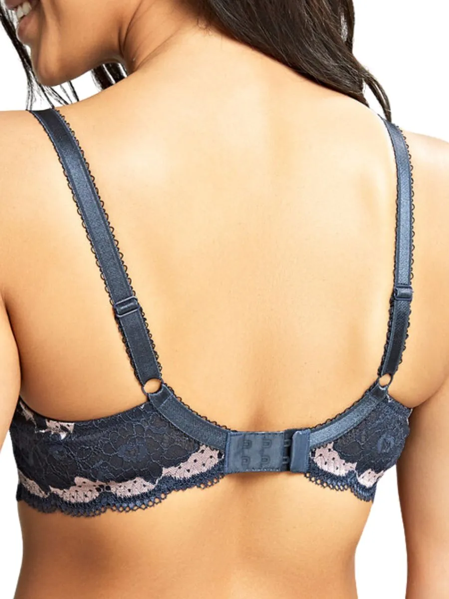 Clara Moulded Sweetheart Bra - Navy/Pearl