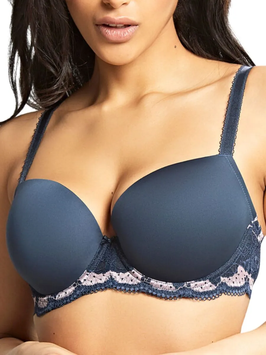 Clara Moulded Sweetheart Bra - Navy/Pearl