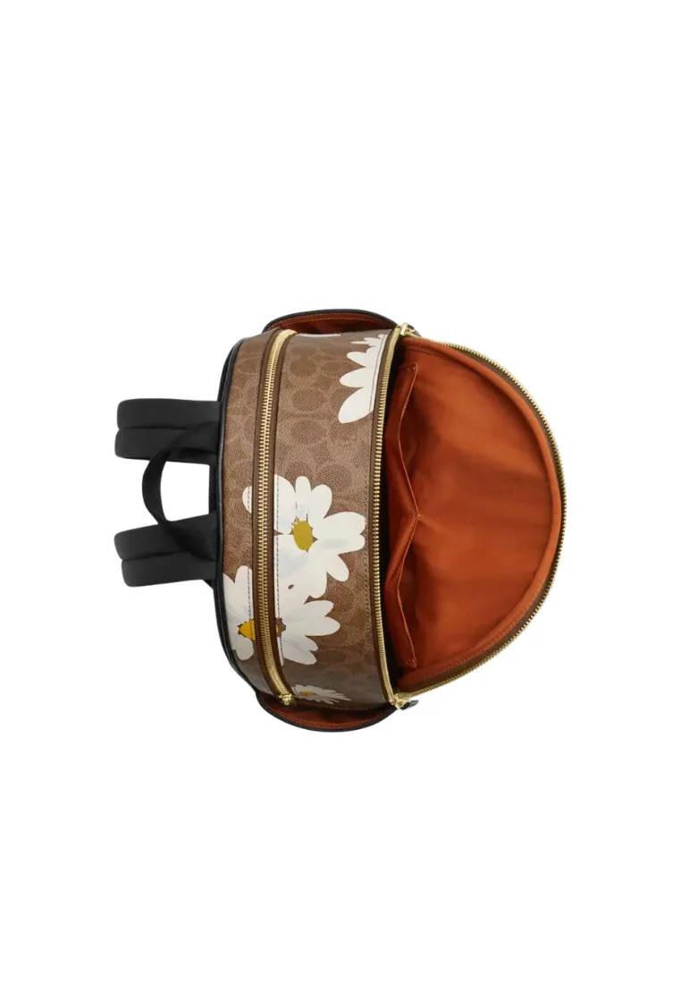 Coach Court Backpack Signature Canvas With Floral Print In Tan Multi CZ599