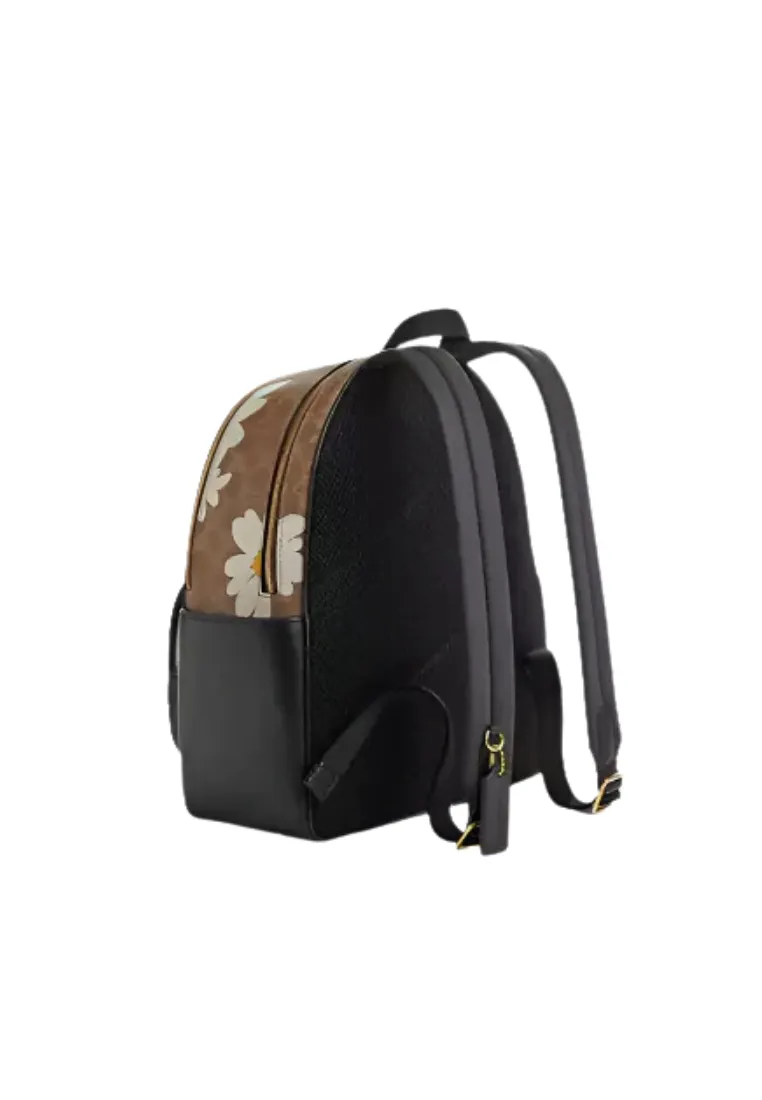 Coach Court Backpack Signature Canvas With Floral Print In Tan Multi CZ599