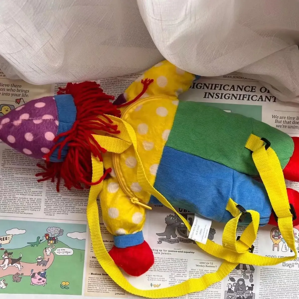 Colorful Clown Plush Backpack - 45cm Soft Toy for Kids' Fun