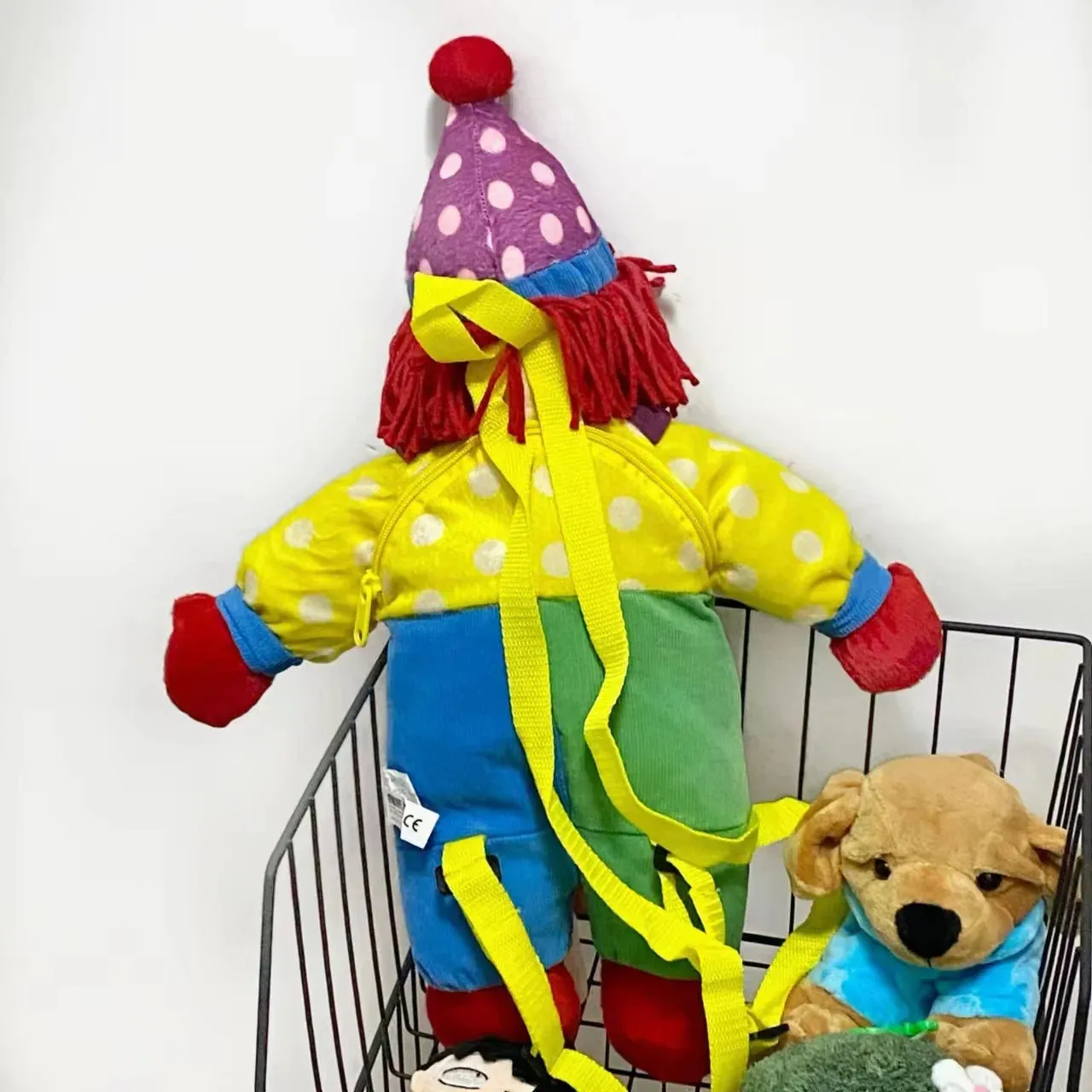 Colorful Clown Plush Backpack - 45cm Soft Toy for Kids' Fun