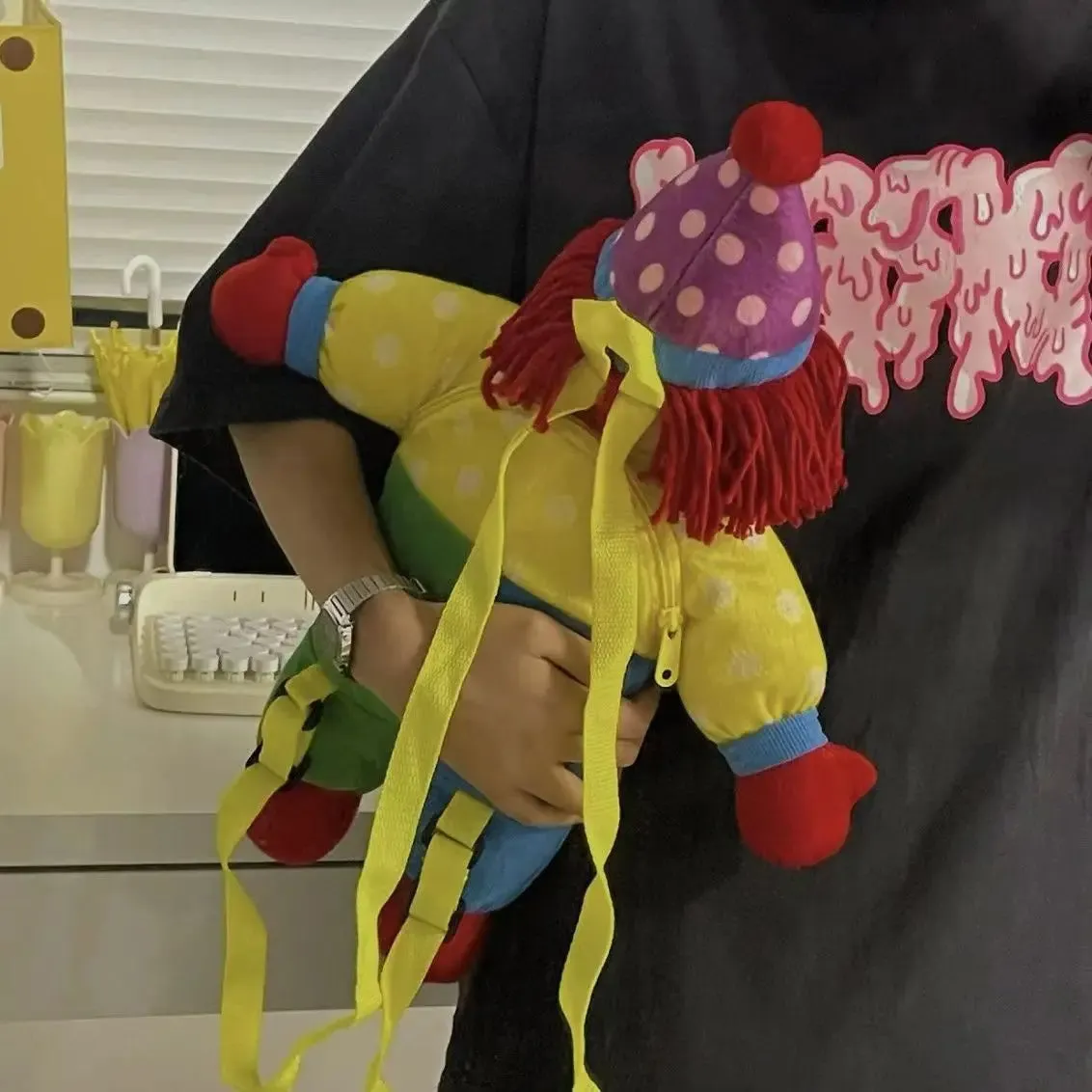 Colorful Clown Plush Backpack - 45cm Soft Toy for Kids' Fun
