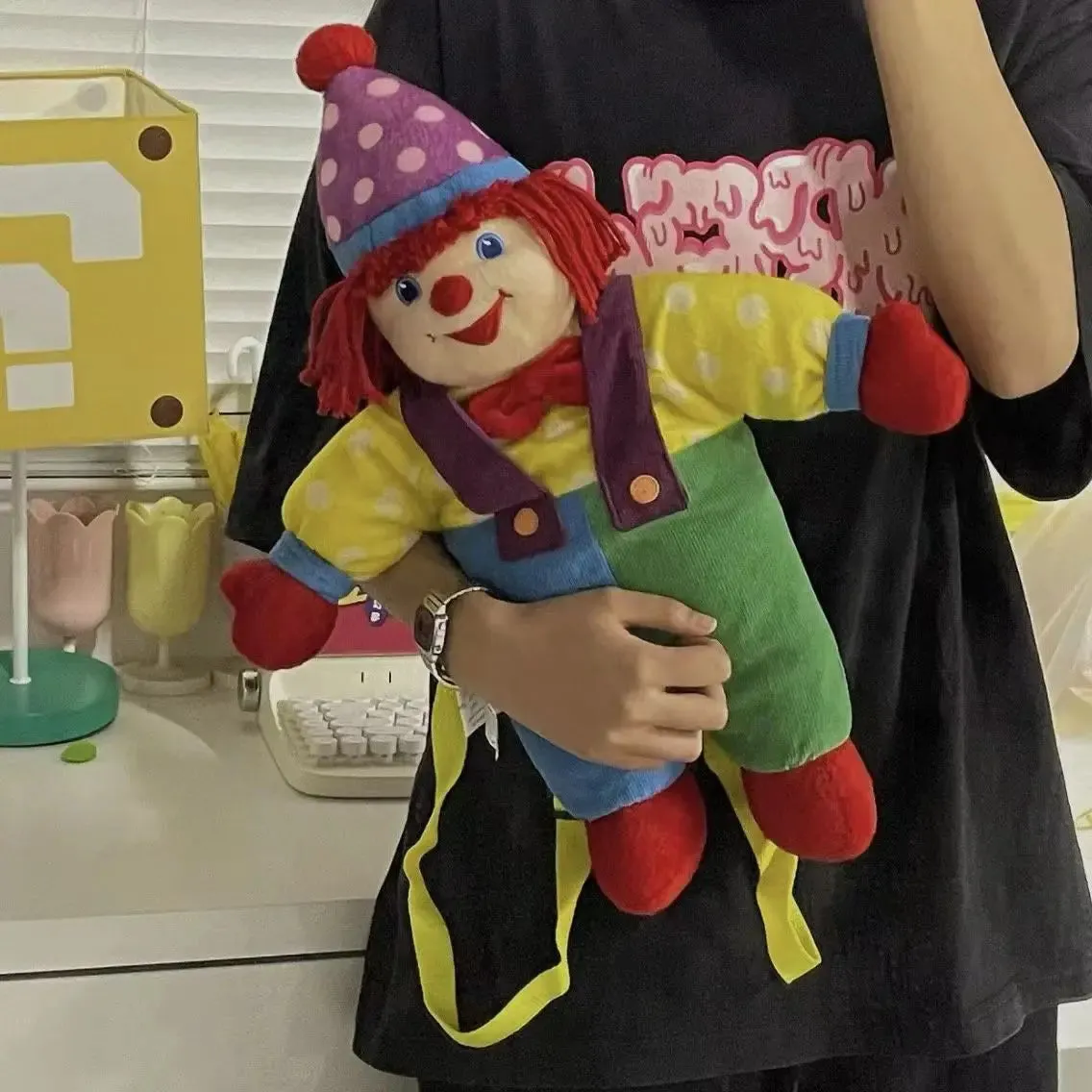 Colorful Clown Plush Backpack - 45cm Soft Toy for Kids' Fun