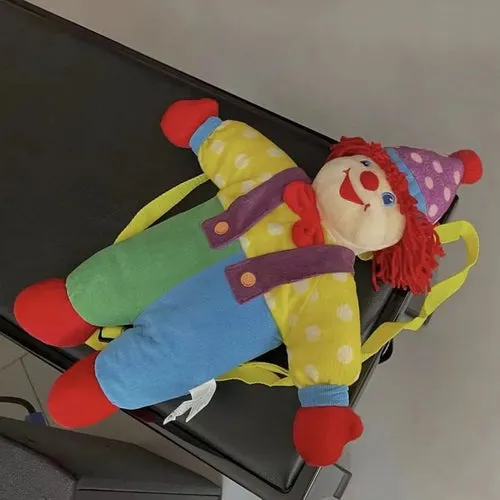 Colorful Clown Plush Backpack - 45cm Soft Toy for Kids' Fun