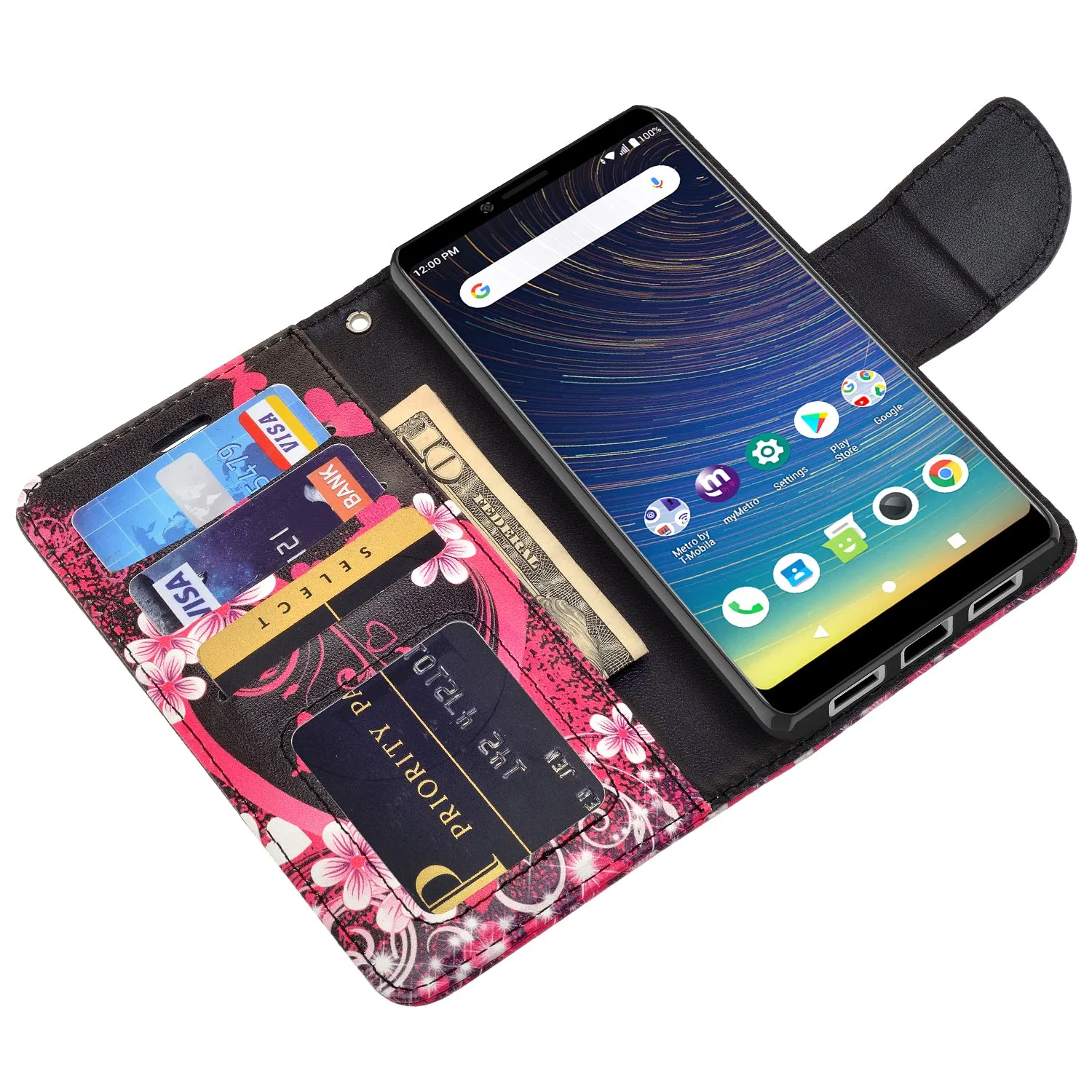 Coolpad Legacy Case, Coolpad Legacy Wallet Case, Wrist Strap Pu Leather Wallet Case [Kickstand] with ID & Credit Card Slots - Heart Butterflies
