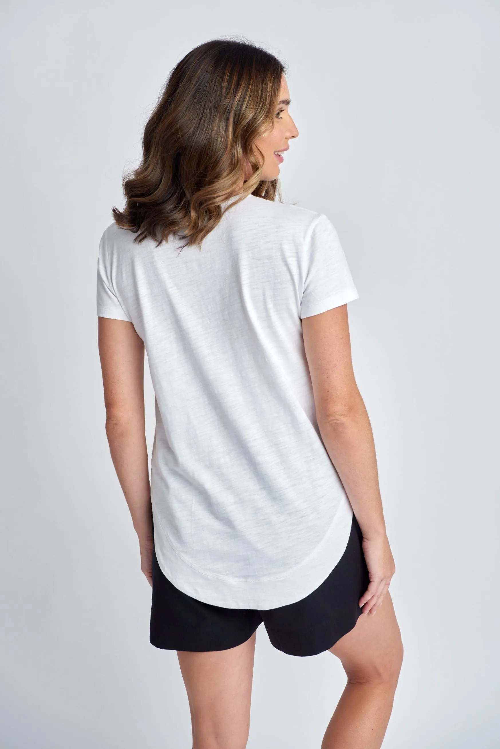 Cotton Shaped Hem Tee White
