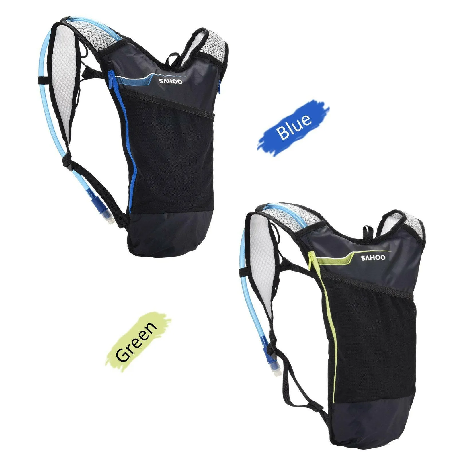 Cycling Backpack Outdoor Running Bag with Drinking Bladder Bicycle Bag Sports Vest Ultralight Riding Bags Women Men Breathable 5L Jogging Travel Daypack Bag   2L Soft Water Flask for Riding Running Hiking Camping