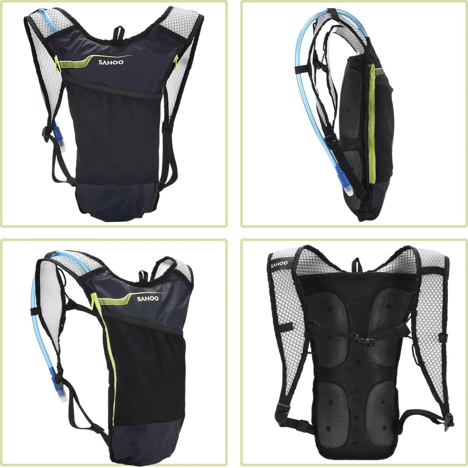 Cycling Backpack Outdoor Running Bag with Drinking Bladder Bicycle Bag Sports Vest Ultralight Riding Bags Women Men Breathable 5L Jogging Travel Daypack Bag   2L Soft Water Flask for Riding Running Hiking Camping