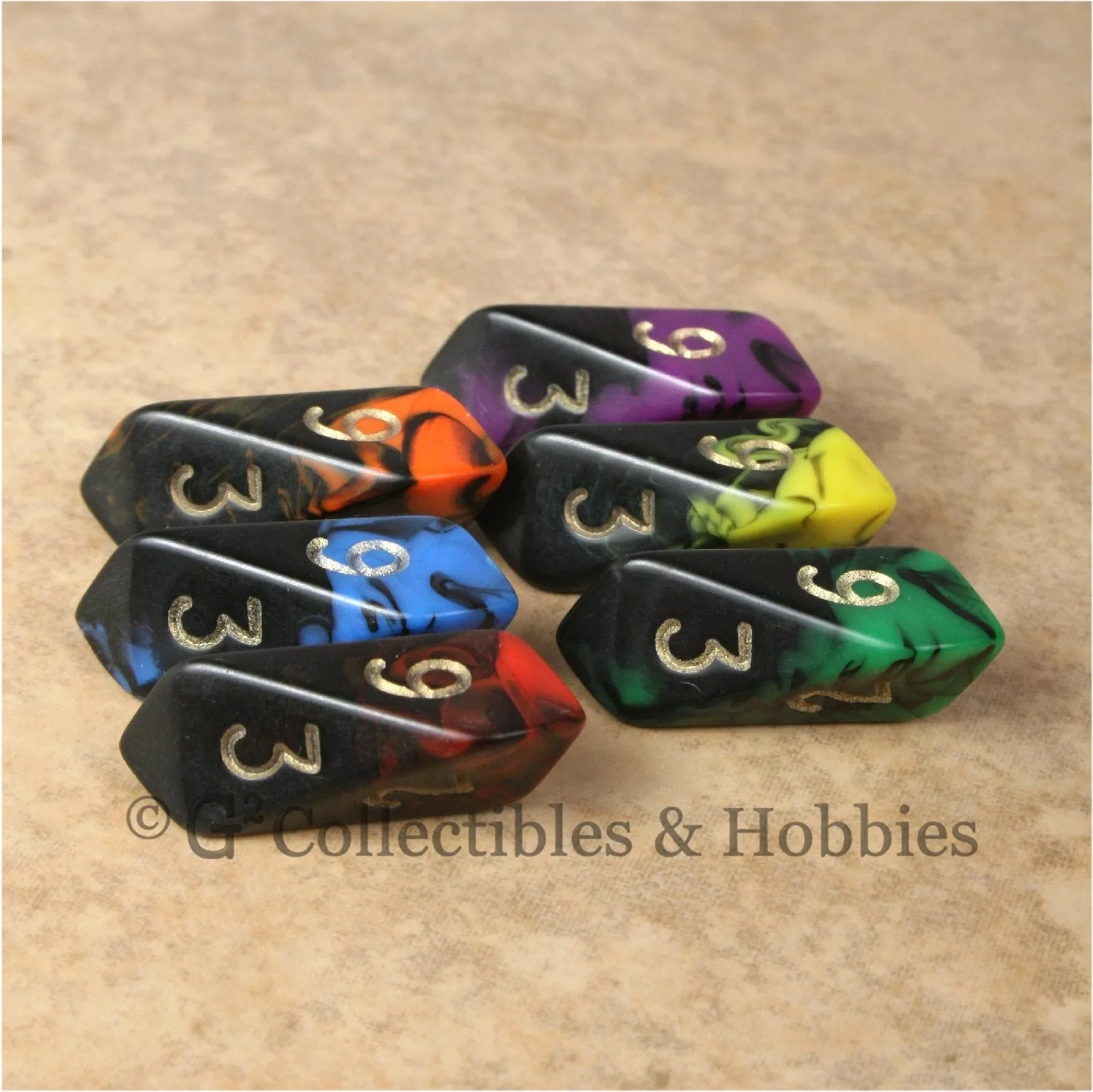 D6 Crystal Oblivion Dice 6pc Set - 6 Colors