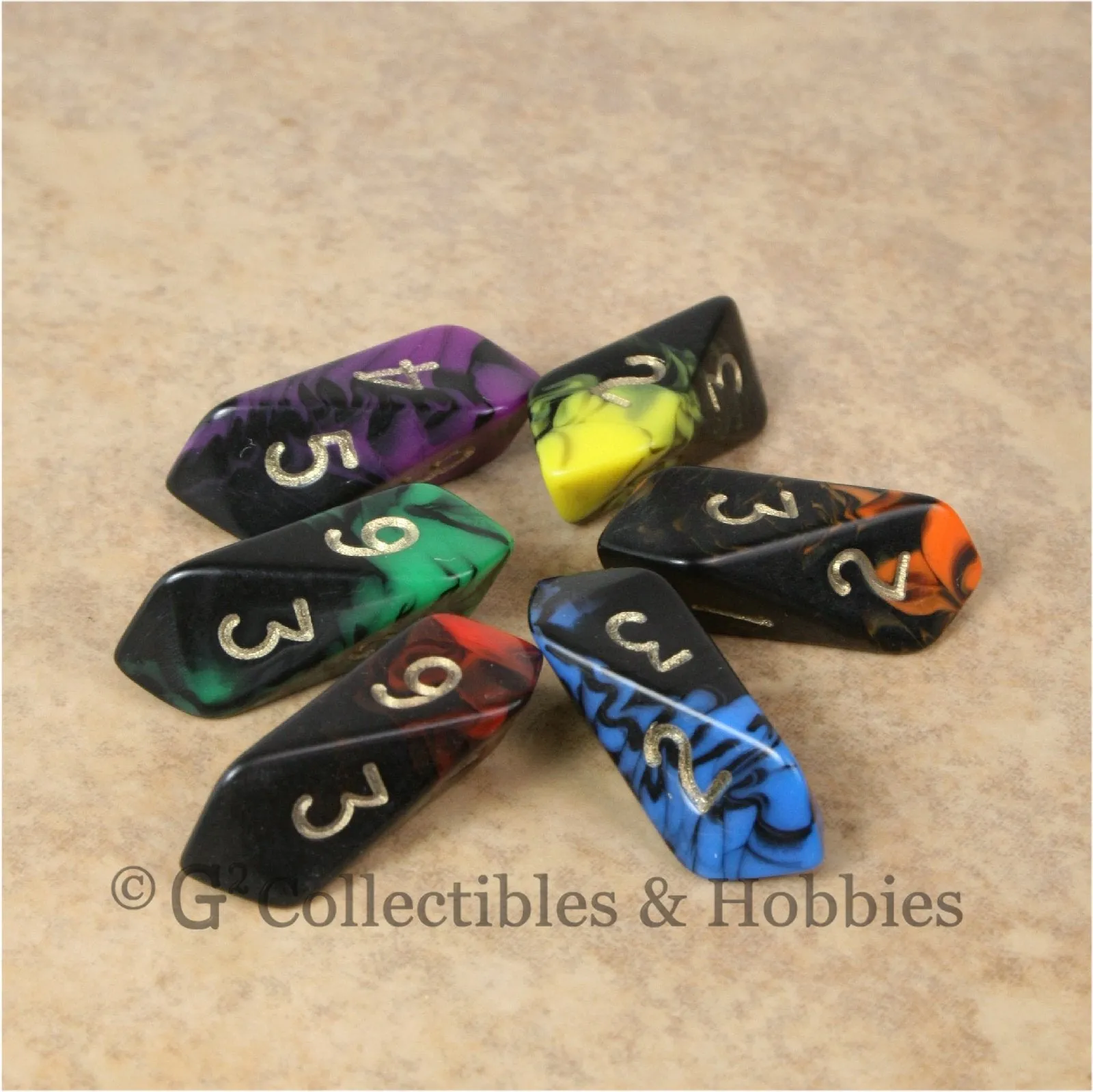 D6 Crystal Oblivion Dice 6pc Set - 6 Colors
