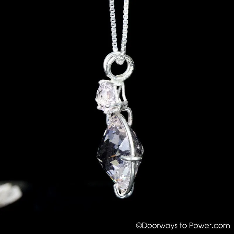 Danburite & Morganite Quartz Radiant Heart Crystal Pendant