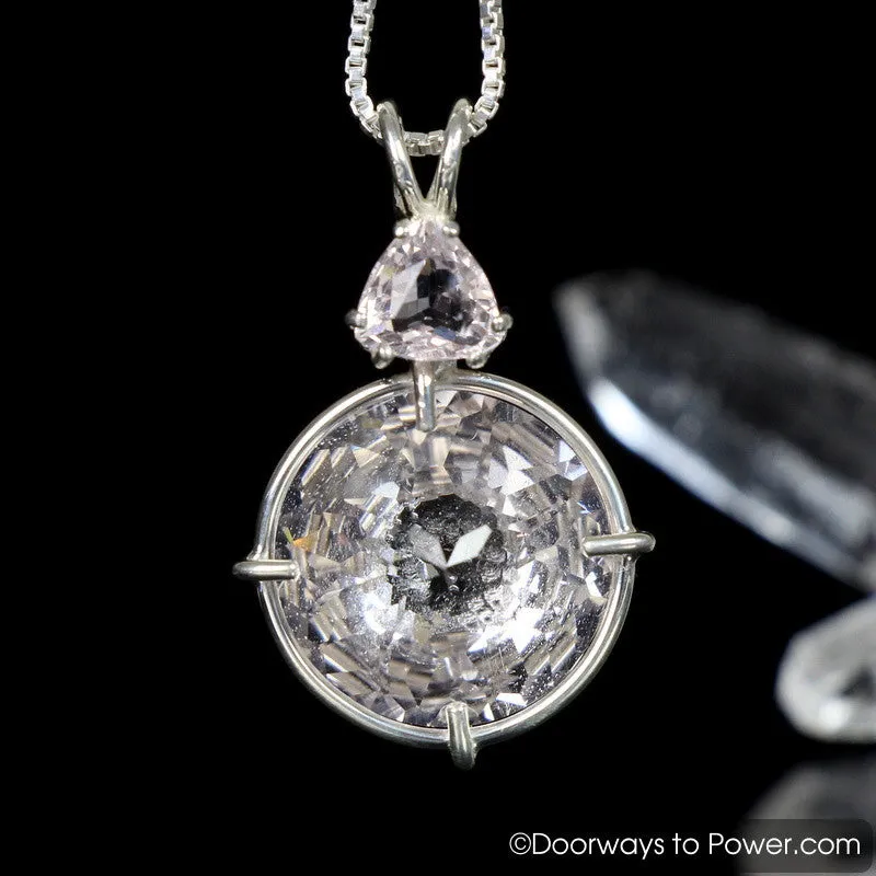 Danburite & Morganite Quartz Radiant Heart Crystal Pendant