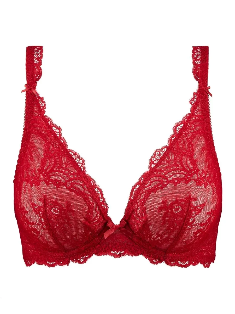 Danse Des Sens Triangle Plunge Bra - Irresistible Red