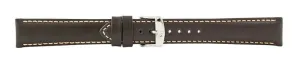 Dark Brown Contrast Stitch Padded Leather Watch Band 18mm 105786
