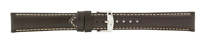 Dark Brown Contrast Stitch Padded Leather Watch Band 18mm 105786