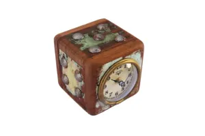 DeKulture Dice Table Clock | Eco-Friendly Reclaimed Wood | Vintage Style | Limited Edition Collectible (12x12x12cm)