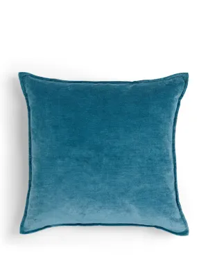 Denim blue verity linen velvet square cushion