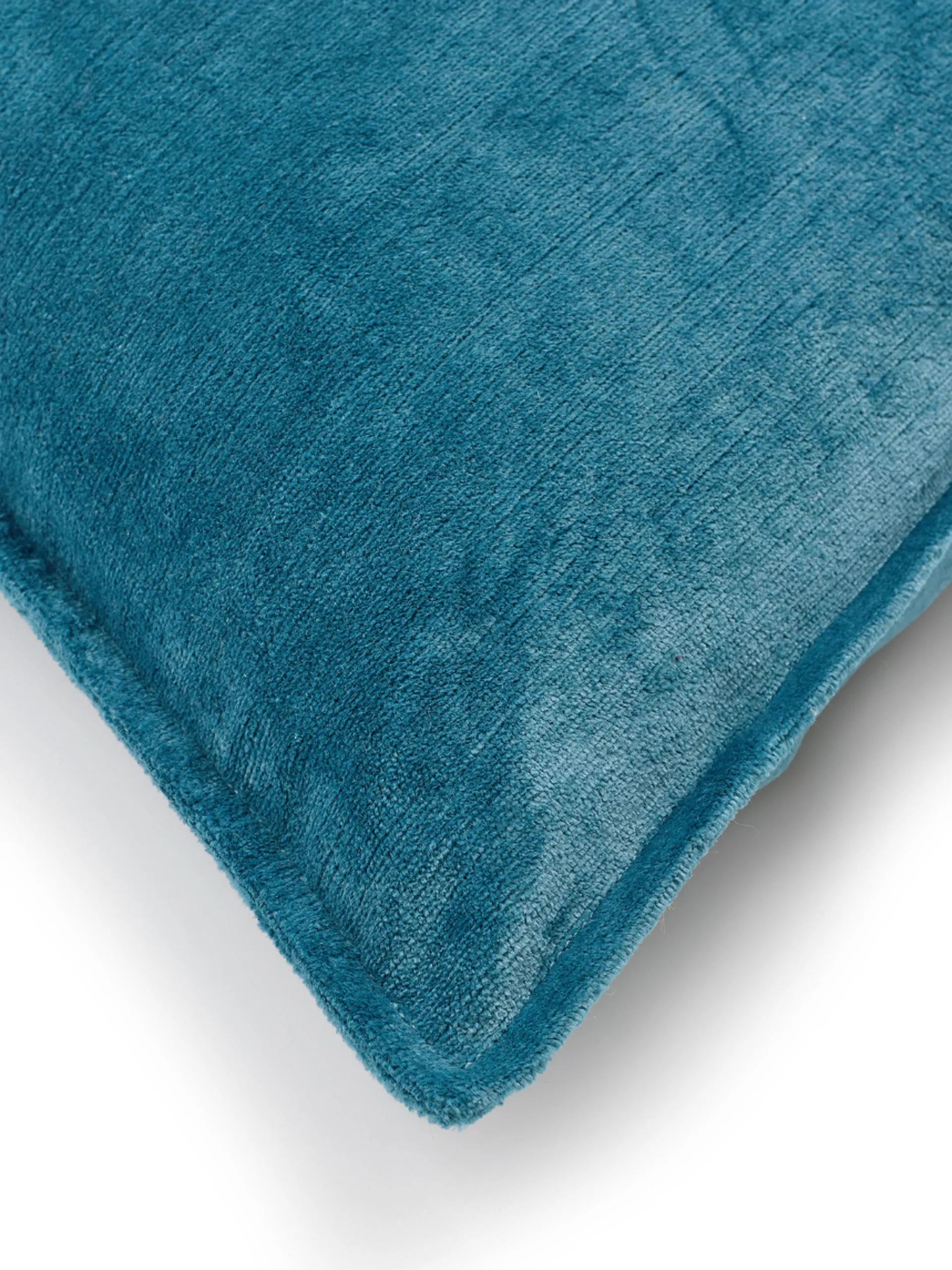 Denim blue verity linen velvet square cushion