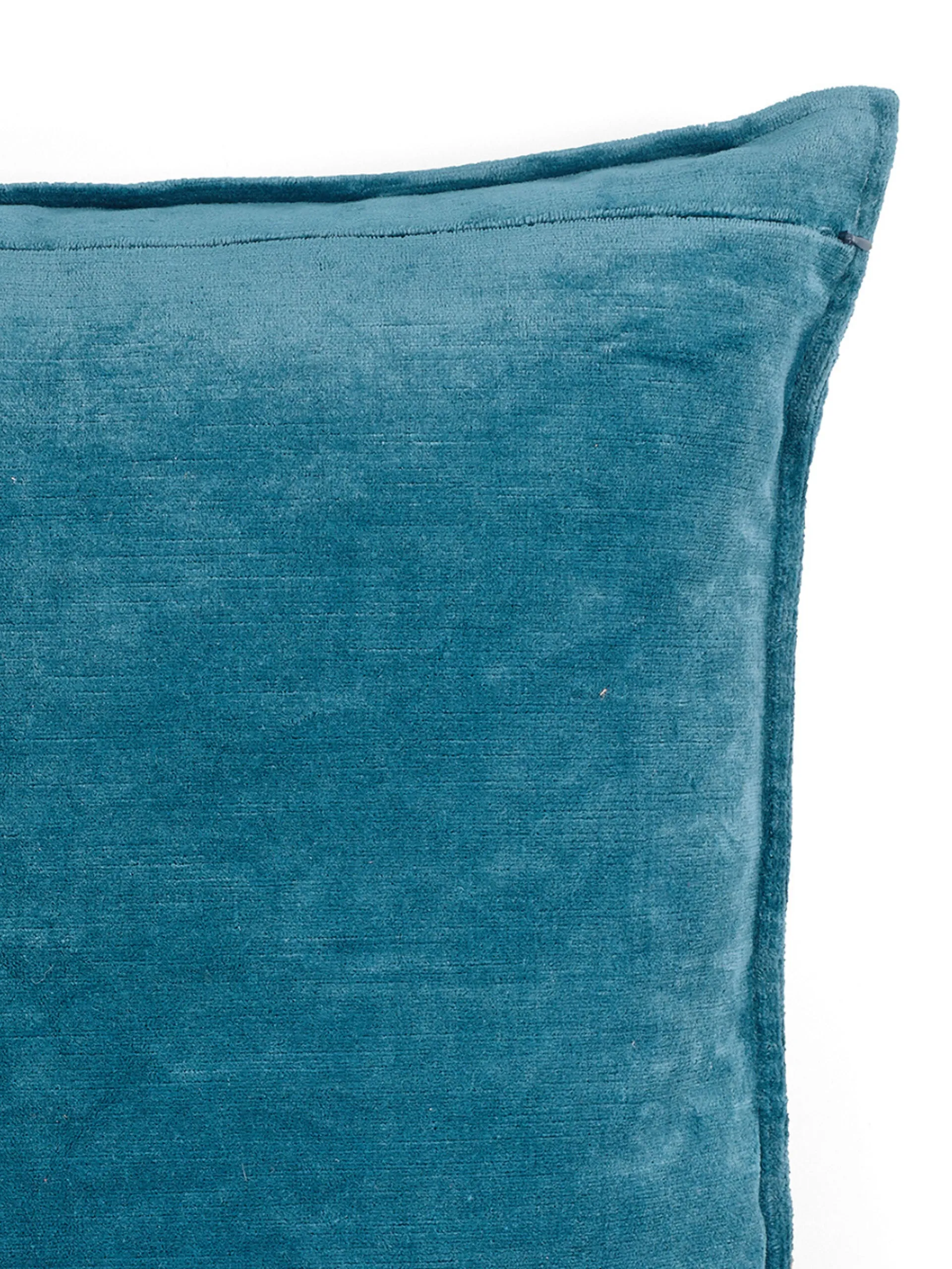 Denim blue verity linen velvet square cushion