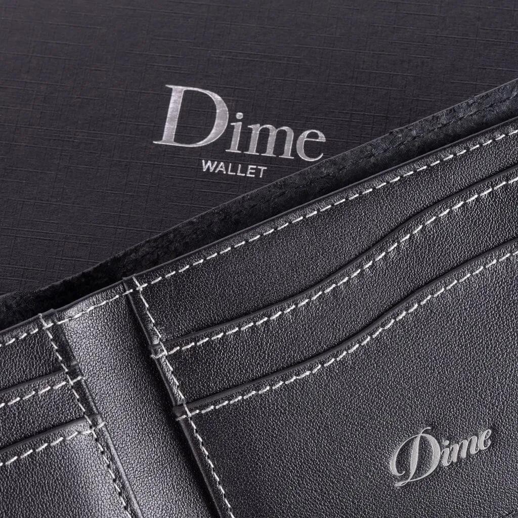 Dime Cursive Bifold Wallet - Black Leather