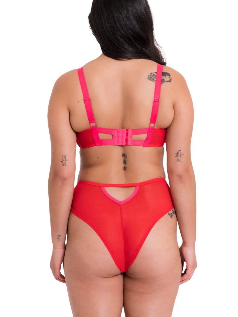 Elementary Balcony Bra - Red/Pink
