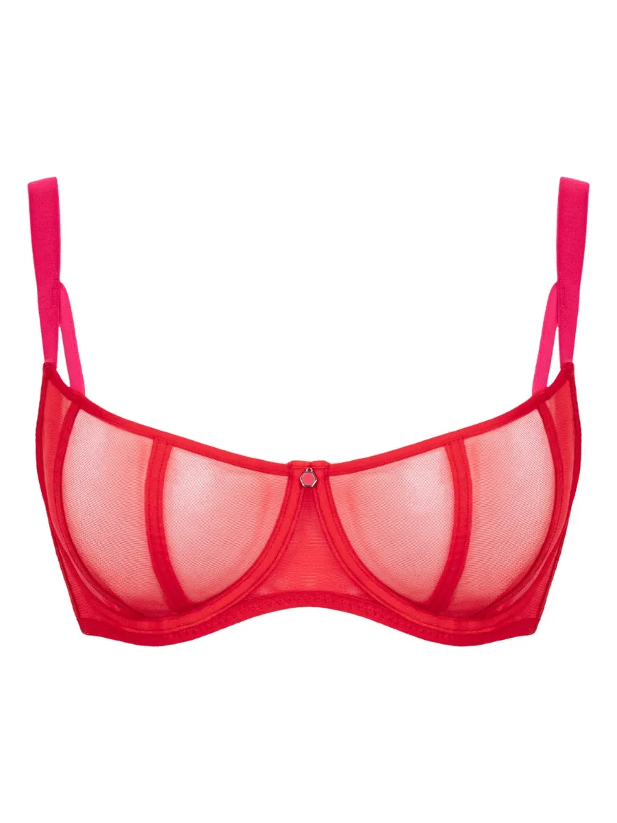 Elementary Balcony Bra - Red/Pink