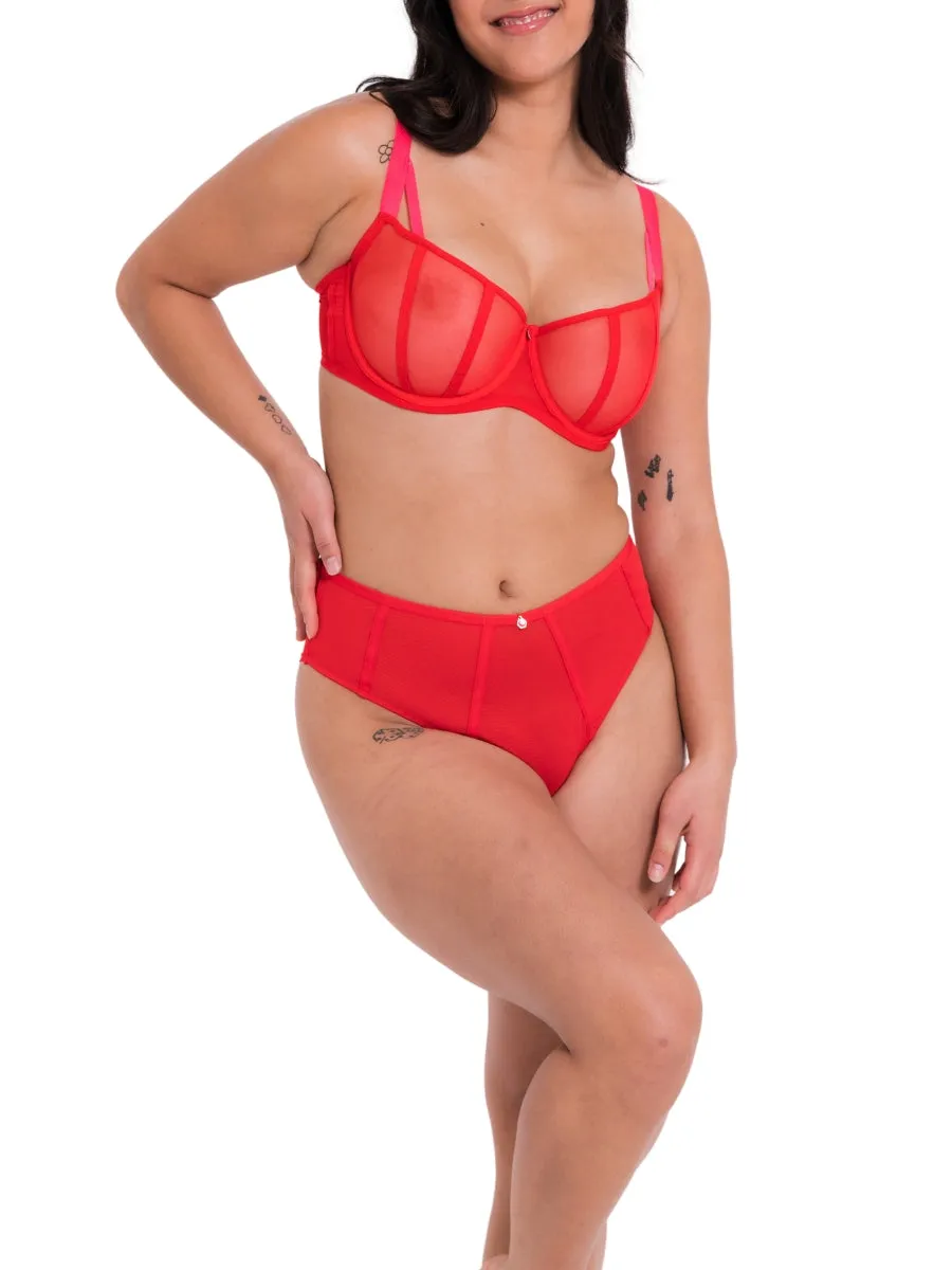 Elementary Balcony Bra - Red/Pink