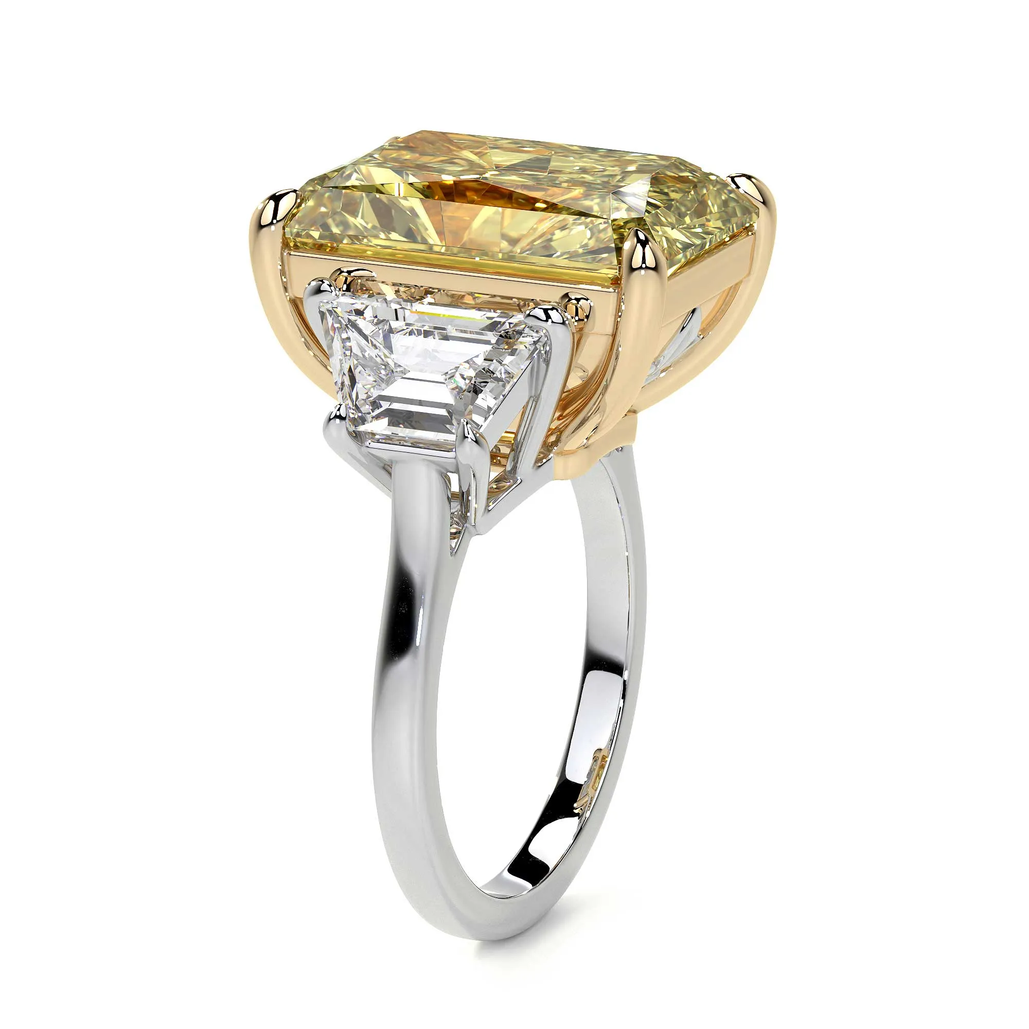 Fancy Intense Yellow Radiant Cut Diamond Ring, 10 Carat