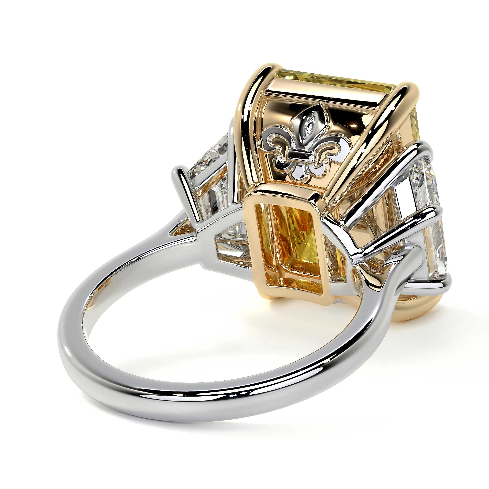 Fancy Intense Yellow Radiant Cut Diamond Ring, 10 Carat
