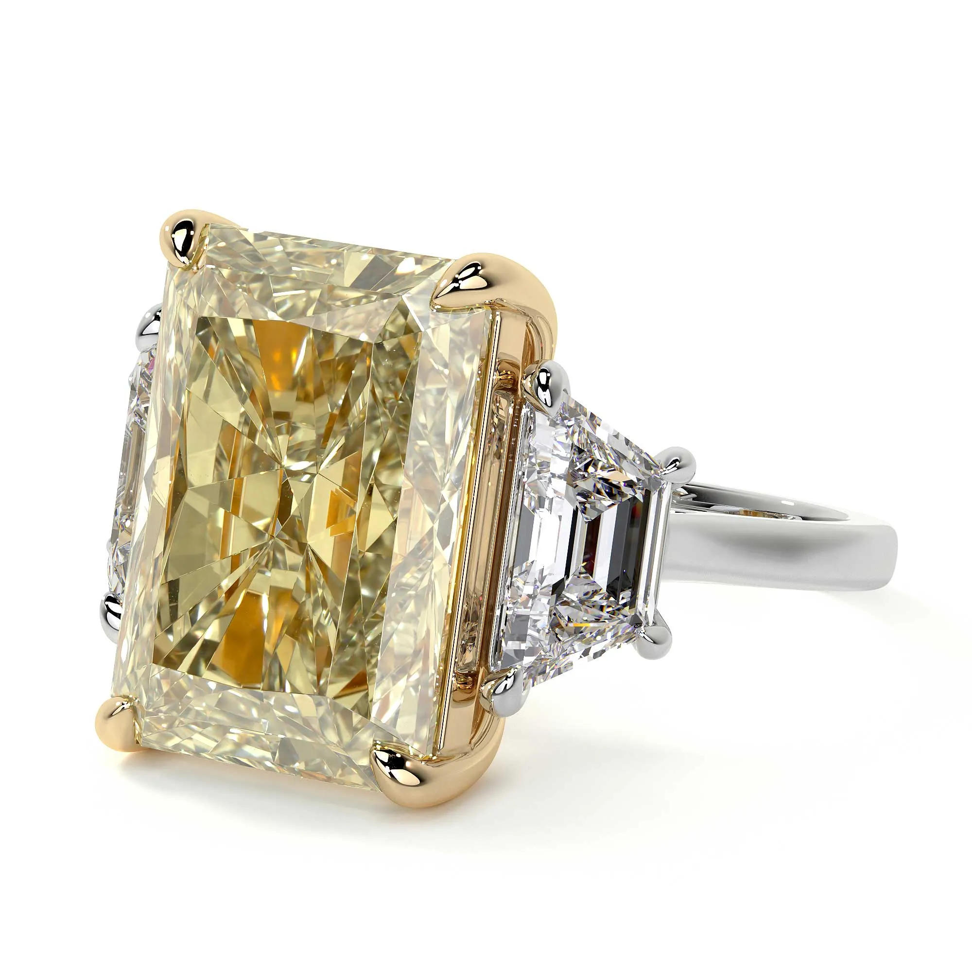 Fancy Intense Yellow Radiant Cut Diamond Ring, 10 Carat