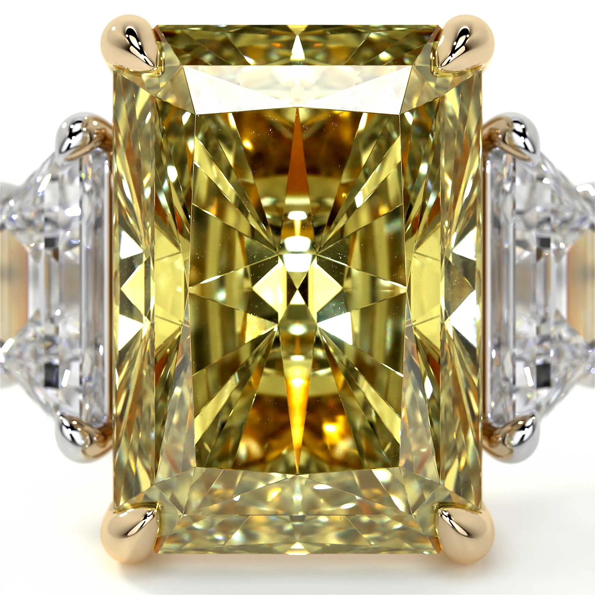 Fancy Intense Yellow Radiant Cut Diamond Ring, 10 Carat