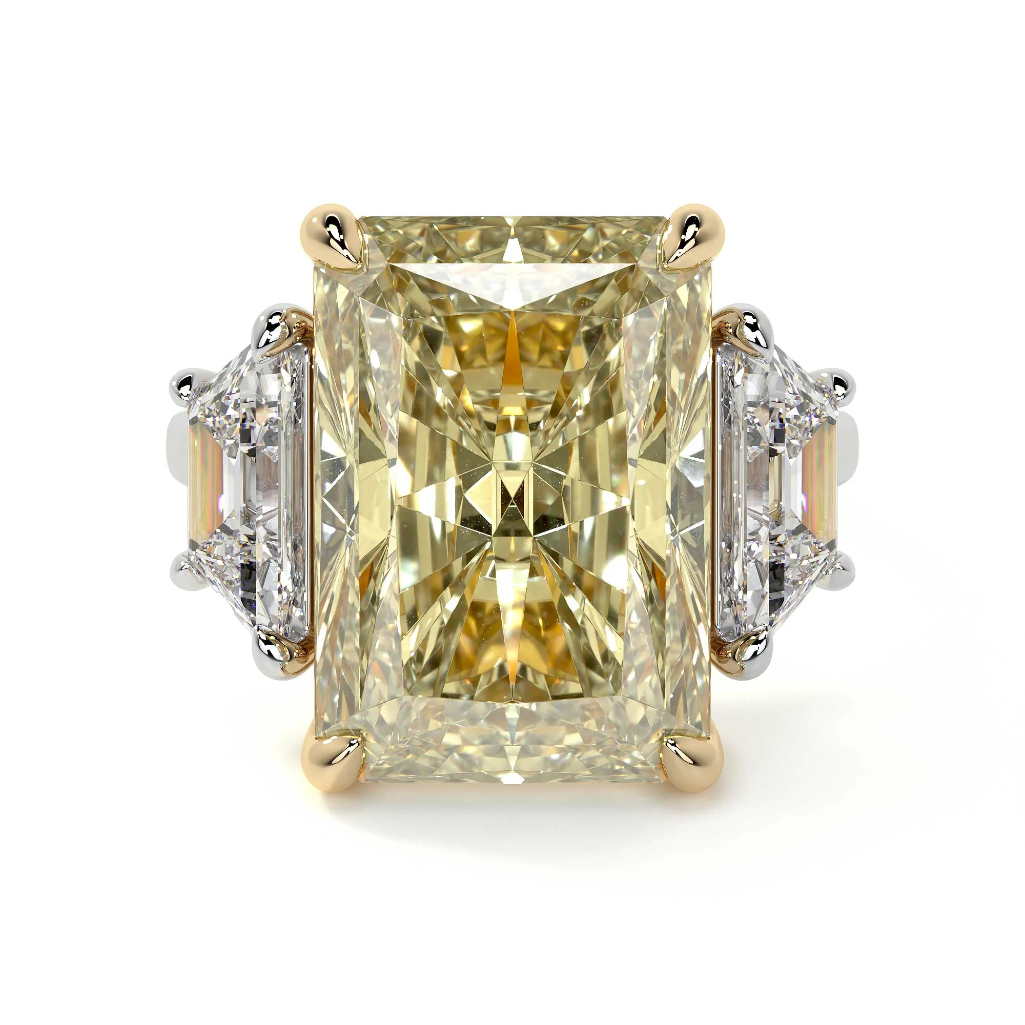Fancy Intense Yellow Radiant Cut Diamond Ring, 10 Carat