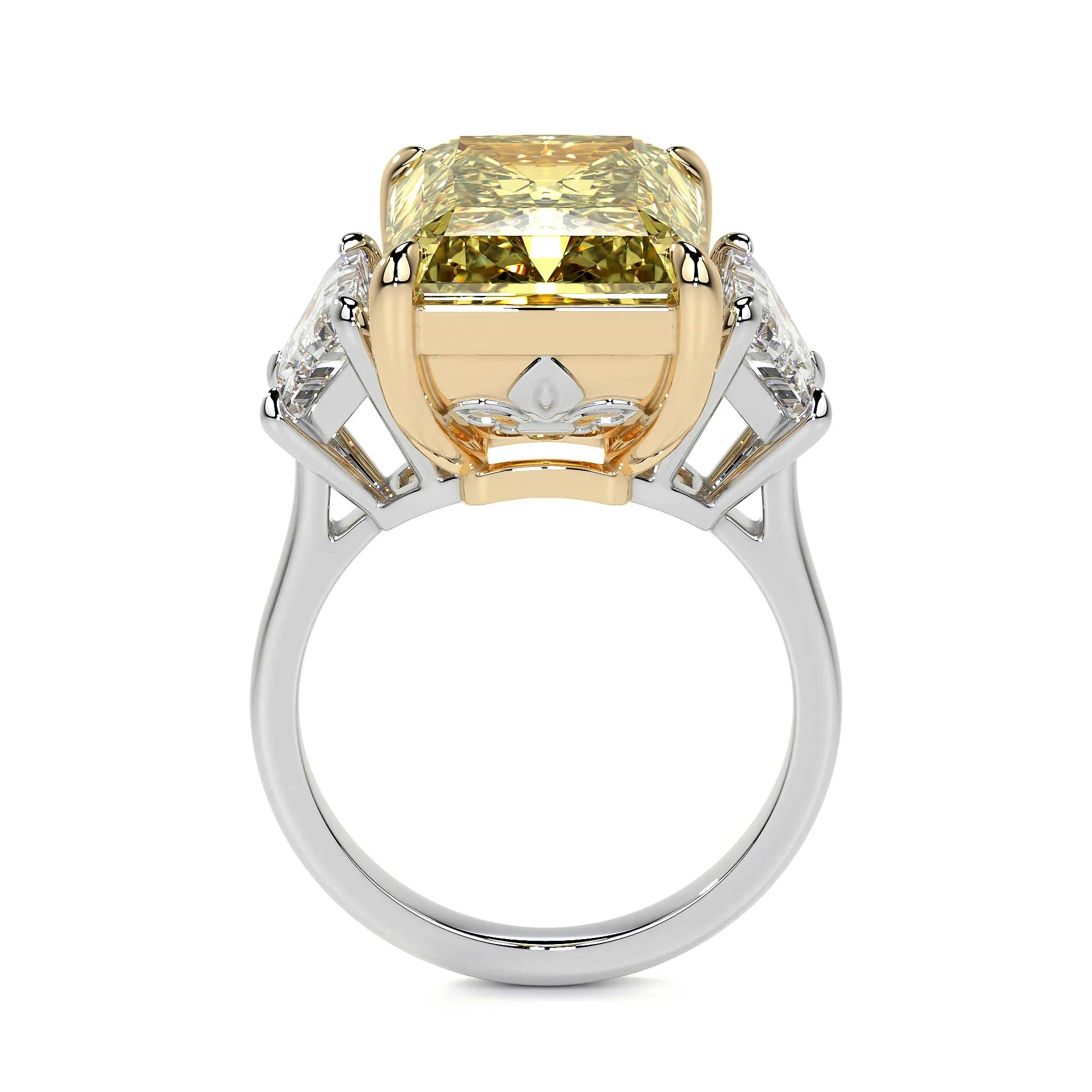 Fancy Intense Yellow Radiant Cut Diamond Ring, 10 Carat
