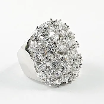 Fancy Mix CZ Pattern Rectangle Brass Ring