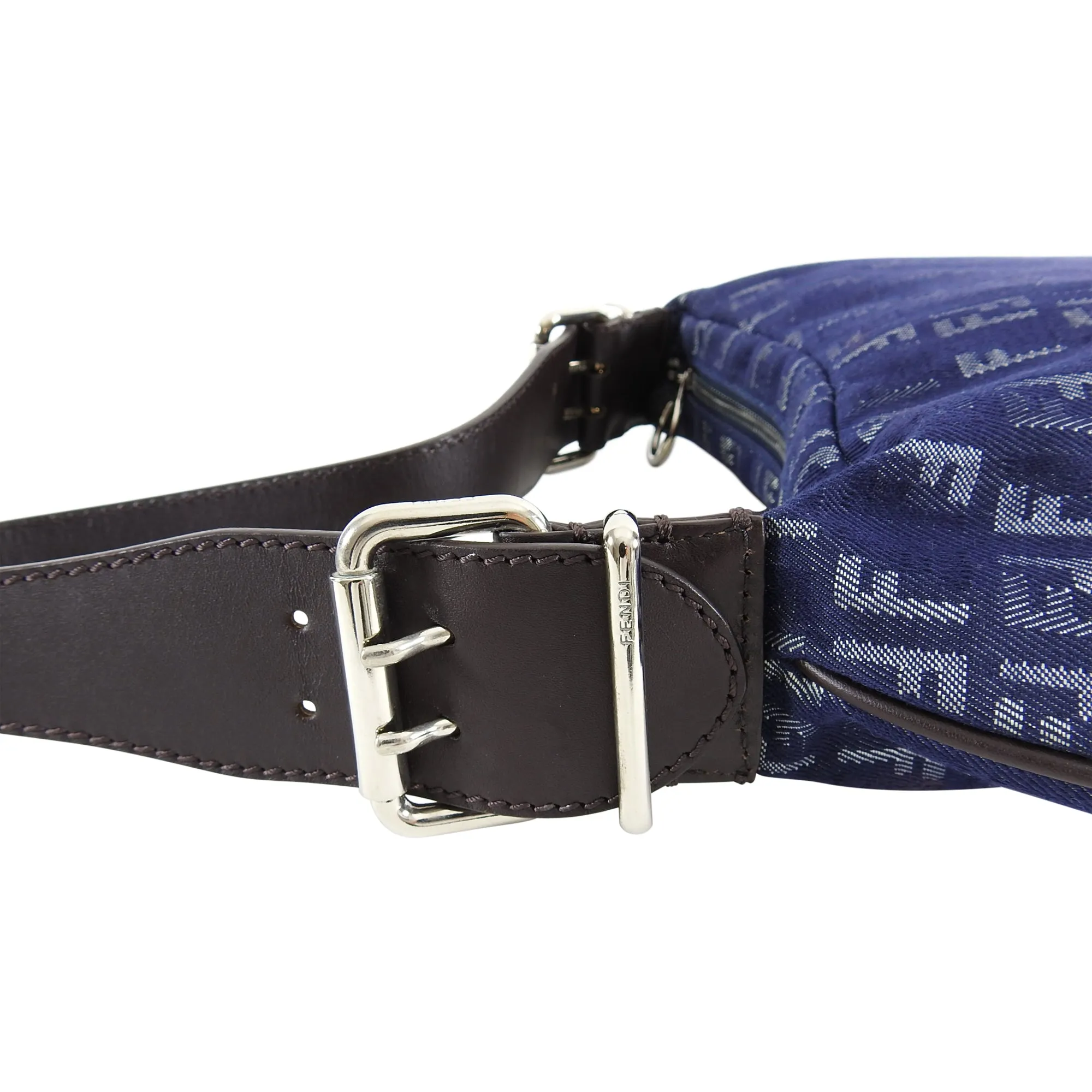 Fendi Denim FF Zucca Logo Zucchino Oyster Bag